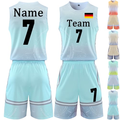 BROKANER Basketball Trikot 2 Stücke Benutzerdefiniert Jungen Basketball Trikots Kinder Jeder Name Nummer Team Logo Personalisierte Basketball Trikot Herren Personalisiert von BROKANER