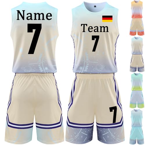BROKANER Basketball Trikot 2 Stücke Benutzerdefiniert Jungen Basketball Trikots Kinder Jeder Name Nummer Team Logo Personalisierte Basketball Trikot Herren Personalisiert von BROKANER