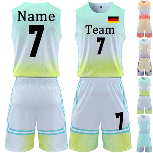 BROKANER Basketball Trikot 2 Stücke Benutzerdefiniert Jungen Basketball Trikots Kinder Jeder Name Nummer Team Logo Personalisierte Basketball Trikot Herren Personalisiert von BROKANER