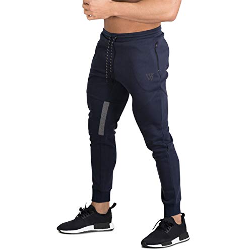 BROKIG Mens Vertex Gym Joggers Sweatpants Tracksuit Jogging Bottoms Running Trousers with Pockets (S, Navy) von BROKIG