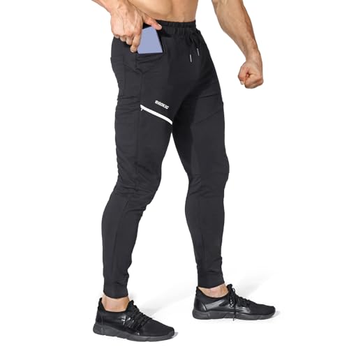 BROKIG Fitnessstudio Sporthose Herren Hose Baumwolle Jogginghose Freizeithose Elastische Taille mit Kordelzug Trainingshosen mit Taschen Laufhose Herren (Schwarz,S) von BROKIG