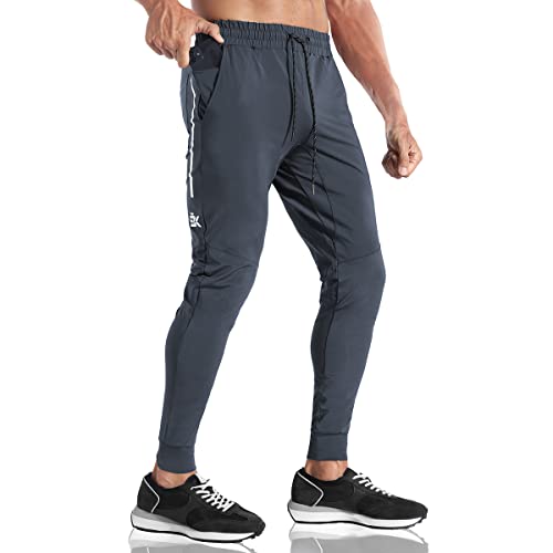 BROKIG Herren-Jogginghose, leicht, gestreift, für Fitnessstudio, Laufhose, dunkelgrau, 36-41 von BROKIG