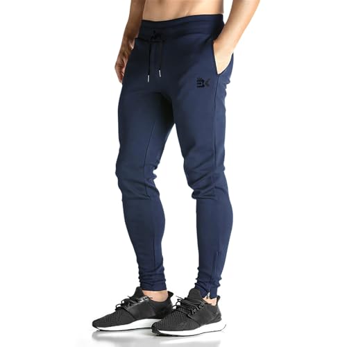 BROKIG Herren-Jogginghose mit Reißverschluss, schmale Passform, lässige Chinos und Taschen, Navy, 27-32 von BROKIG