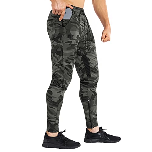 BROKIG Jogginghose Herren Baumwolle Sporthose Joggers Trainingshose Fitness Slim Fit Hose(Tarnfarbe grün,L) von BROKIG