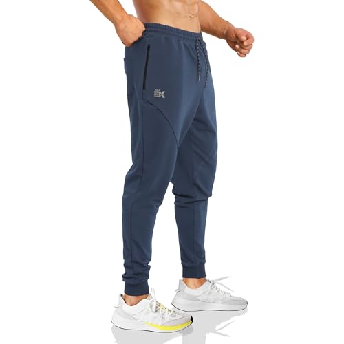 BROKIG Karotte Gym Jogginghose Herren Lang, Baumwolle Sporthose Herren Lang Fitness Trainingshose Mit Reißverschlusstaschen(Saphirblau,XXL) von BROKIG
