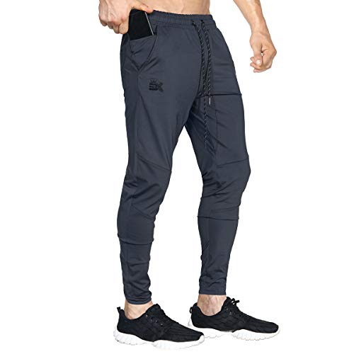 BROKIG Leichte Jogginghose Herren Fitnessstudio Trainingshose Slim Fit Sporthose Lang mit Taschen(Dunkelgrau,L) von BROKIG