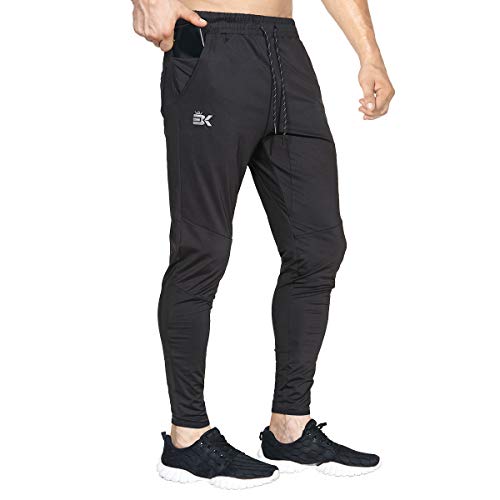 BROKIG Leichte Jogginghose Herren Fitnessstudio Trainingshose Slim Fit Sporthose Lang mit Taschen(Schwarz,M) von BROKIG