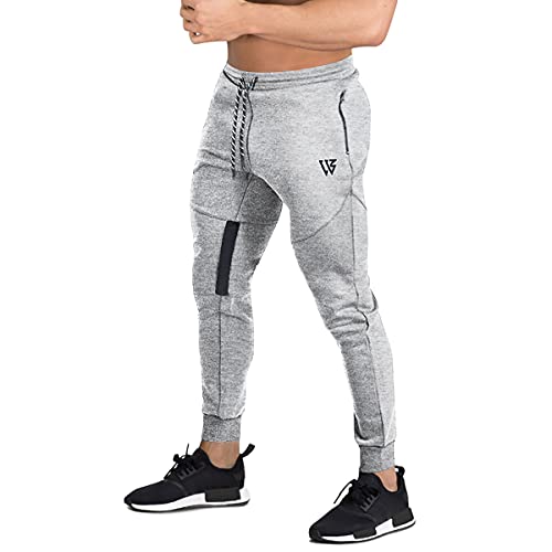 BROKIG Mens Vertex Gym Joggers Sweatpants Tracksuit Jogging Bottoms Running Trousers with Pockets(Light Grey,XXL) von BROKIG