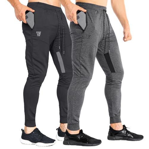 BROKIG Netz Gym Sporthose Herren Fitness Trainingshose Herren Lang Jogginghose Slim Baumwolle Vertikale Tasche Mit Reißverschluss(Schwarz/Dunkelgrau,XXL) von BROKIG