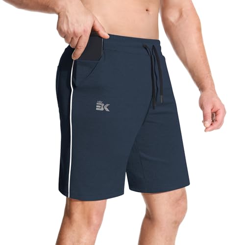 BROKIG Unreiß Kurze Hosen Herren, Gerade Shorts Herren Loser Passform Sporthose Herren Kurz Freizeithose mit Taschen (Marine,M) von BROKIG