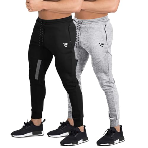 BROKIG Vertex Herren-Jogginghose mit Taschen, 2er-Pack, Schwarz + Hellgrau, 34-37 von BROKIG