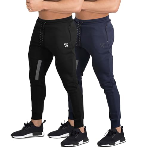 BROKIG Vertex Herren-Jogginghose mit Taschen, 2er-Pack, Schwarz + Marineblau, 31-35 von BROKIG