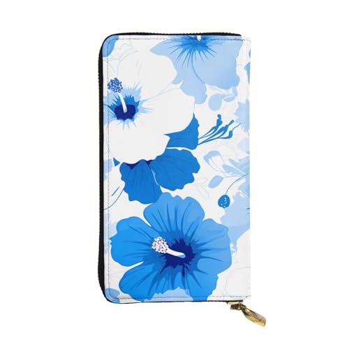 BROLEO Blaue hawaiianische Blumendrucke, Leder, lange Clutch-Geldbörse für modische Mädchen und Frauen, langlebig, stilvoll und funktional, Schwarz , Einheitsgröße BROLEO Blaue hawaiianische Blumendrucke, Leder, lange Clutch-Geldbörse für modische Mädchen und Frauen, langlebig, stilvoll und funktional, Schwarz , Einheitsgröße von BROLEO