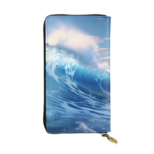 BROLEO Blue Ocean Waves Picture Leather Long Clutch Wallet for Fashionable Girls and Women - Durable, Stylish and Functional, Schwarz , Einheitsgröße von BROLEO