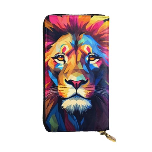 BROLEO Cartoon Cool Lion Picture Leather Long Clutch Wallet for Fashionable Girls and Women - Durable, Stylish and Functional, Schwarz , Einheitsgröße von BROLEO