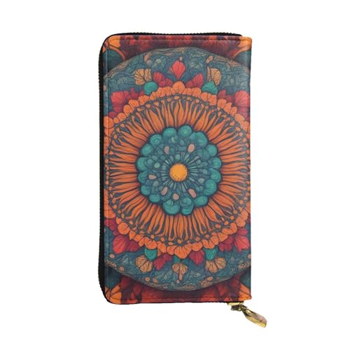 BROLEO Clutch mit abstraktem Pilz, buntes Mandala-Bild, Leder, lange Clutch, für modische Mädchen und Frauen, langlebig, stilvoll und funktional, Schwarz , Einheitsgröße von BROLEO