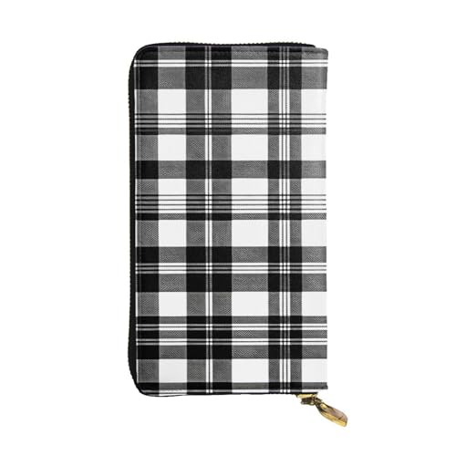 BROLEO Geldbörse aus Leder – stilvolle und langlebige Geldbörse für Damen mit mehreren Fächern und Reißverschluss-Design, schwarz-weißes Karomuster, Schwarz, Einheitsgröße, Schwarz , Einheitsgröße von BROLEO
