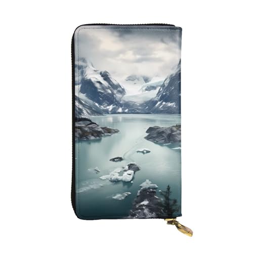 BROLEO Glacier Fjord Alaska Picture Leather Long Clutch Wallet for Fashionable Girls and Women - Durable, Stylish and Functional, Schwarz , Einheitsgröße von BROLEO