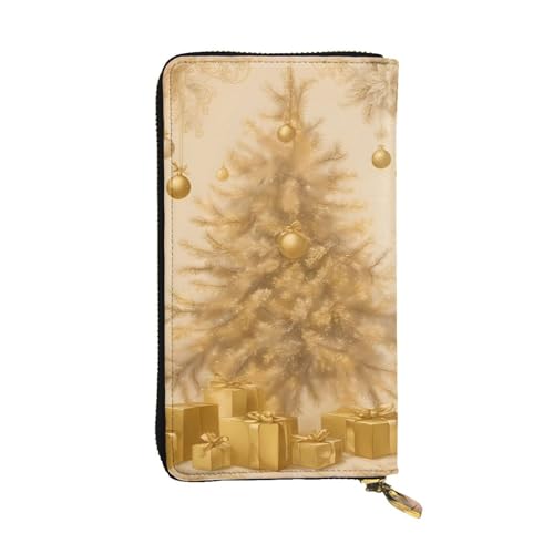 BROLEO Goldene Seiden-Geldbörse mit Weihnachtsdruck, lange Clutch, für modische Mädchen und Frauen, langlebig, stilvoll und funktional, Schwarz , Einheitsgröße von BROLEO