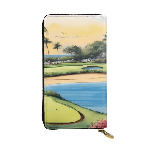 BROLEO Hawaii Beach Golf Course Picture Leather Long Clutch Wallet for Fashionable Girls and Women - Durable, Stylish and Functional, Schwarz , Einheitsgröße von BROLEO