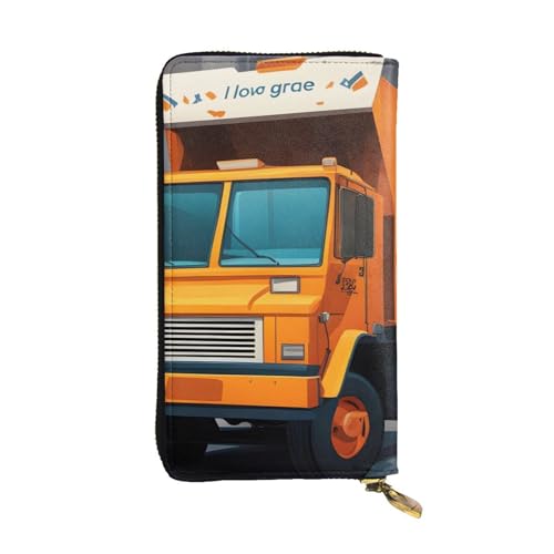BROLEO I Love Garbage Trucks Prints Leder Lange Clutch Geldbörse für modische Mädchen und Frauen – langlebig, stilvoll und funktional, Schwarz , Einheitsgröße von BROLEO