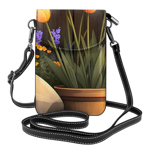 BROLEO Kleine Damen-Umhängetasche, Motiv: Tulpen in einem Topf, wasserdicht, langlebig von BROLEO