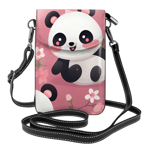 BROLEO Kleine Handy-Geldbörse, 19,3 x 12,4 cm, Baby-Pandas-Aufdruck, Leder, Crossbody-Klappe, Handytasche für Damen, perfekt für Spaziergänge, Camping von BROLEO
