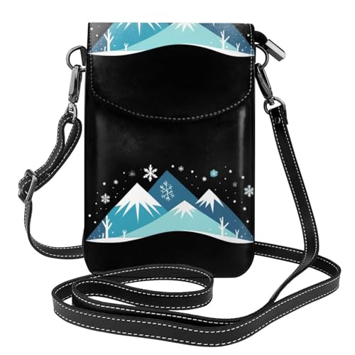 BROLEO Kleine Handy-Geldbörse, 19,3 x 12,4 cm, Eisberg mit schwerem Schnee-Aufdruck, Leder, Crossbody-Klappe, Handytasche für Damen, perfekt für Spaziergänge, Camping von BROLEO