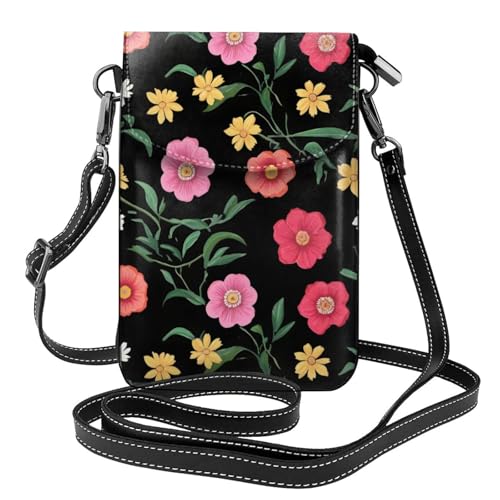 BROLEO Kleine Handy-Geldbörse, 19,3 x 12,4 cm, Leonardo_Vision_XL_Flowers_3 Drucke, Leder, Crossbody-Klappe, Handytasche für Damen, perfekt zum Wandern, Camping BROLEO Kleine Handy-Geldbörse, 19,3 x 12,4 cm, Leonardo_Vision_XL_Flowers_3 Drucke, Leder, Crossbody-Klappe, Handytasche für Damen, perfekt zum Wandern, Camping von BROLEO