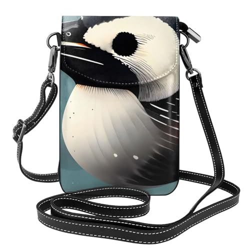 BROLEO Kleine Handy-Geldbörse, 19,3 x 12,4 cm, Motiv: Loon Nature Bird Prints, Leder, Crossbody-Klappe, Handytasche für Damen, perfekt für Spaziergänge, Camping von BROLEO