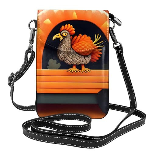 BROLEO Kleine Handy-Geldbörse, 19,3 x 12,4 cm, Motiv: Türkei auf Kürbis, Auto-Druck, Leder, Crossbody-Klappe, Handytasche für Damen, perfekt für Spaziergänge, Camping von BROLEO