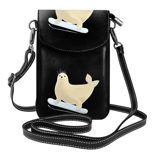 BROLEO Kleine Handy-Geldbörse, 19,3 x 12,4 cm, Schlittschuhlaufdruck, Leder, Crossbody-Klappe, Handytasche für Damen, perfekt für Spaziergänge, Camping von BROLEO