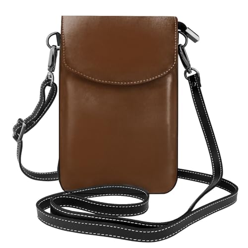 BROLEO Kleine Handy-Geldbörse, 19,3 x 12,4 cm, Schokoladenbraun, Leder, Crossbody-Klappe, Handytasche für Damen, perfekt für Spaziergänge, Camping von BROLEO