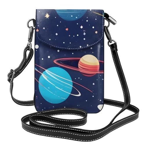 BROLEO Kleine Handy-Geldbörse, 19,3 x 12,4 cm, Universum, Galaxie, Weltraum, Leder, Crossbody-Klappe, Handytasche für Damen, perfekt für Spaziergänge, Camping von BROLEO
