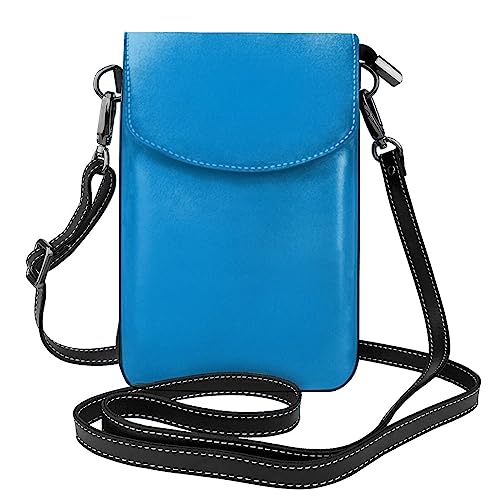 BROLEO Kleine Handy-Geldbörse, 19,3 x 12,4 cm, einfarbig, blaue Drucke, Leder, Crossbody-Tasche für Damen, perfekt für Spaziergänge, Camping von BROLEO