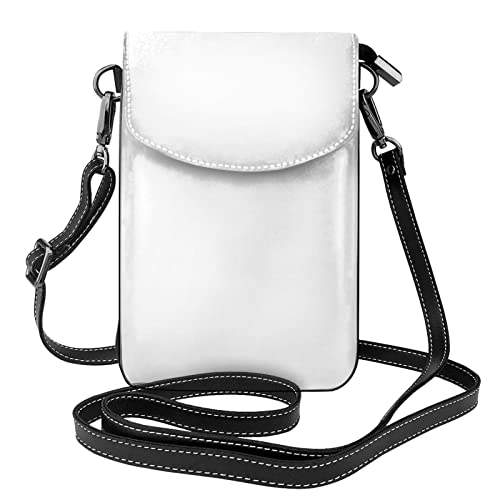 BROLEO Kleine Handy-Geldbörse, 19,3 x 12,4 cm, einfarbig, weiße Drucke, Leder, Crossbody-Tasche für Damen, perfekt zum Wandern, Camping von BROLEO