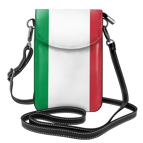 BROLEO Kleine Handy-Geldbörse, 19,3 x 12,4 cm, italienische Flagge, Leder, Crossbody-Klappe, Handytasche für Damen, perfekt für Spaziergänge, Camping von BROLEO