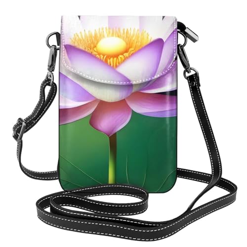 BROLEO Kleine Handy-Geldbörse, 19,3 x 12,4 cm, magisches Lotus-Blumenmuster, Leder, Crossbody-Klappe, Handytasche für Damen, perfekt für Spaziergänge, Camping von BROLEO