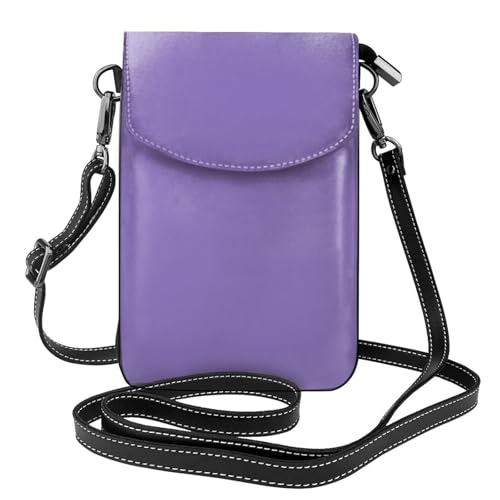 BROLEO Kleine Handy-Geldbörse, 19,3 x 12,4 cm, violette Drucke, Leder, Crossbody-Klappe, Handytasche für Damen, perfekt für Spaziergänge, Camping von BROLEO