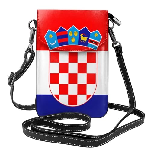 BROLEO Kleine Leder-Umhängetasche für Damen, Motiv: Flagge der Republik Kroatien, wasserdicht und langlebig von BROLEO