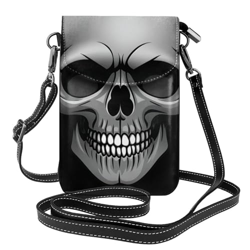 BROLEO Kleine Umhängetasche aus Leder mit Schmetterlings-Totenkopf-Motiv, für Damen, wasserdicht und langlebig von BROLEO