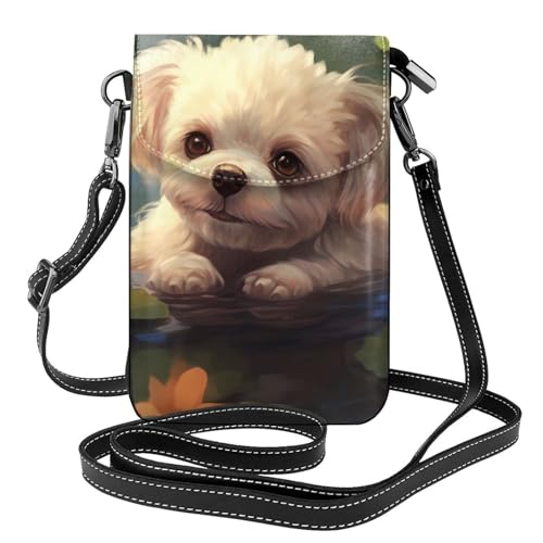 BROLEO Kleine Umhängetasche für Damen, mit Schwimmwelpen-Aufdruck, wasserdicht, langlebig von BROLEO