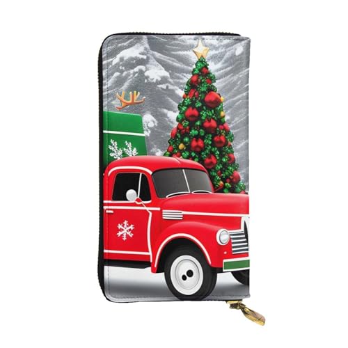 BROLEO Lange Clutch-Geldbörse aus Leder mit Weihnachts-Truck- und Elchaufdruck, für modische Mädchen und Frauen, langlebig, stilvoll und funktional, Schwarz , Einheitsgröße von BROLEO