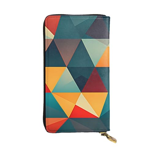 BROLEO Lange Clutch-Geldbörse aus Leder mit abstraktem geometrischem Muster für modische Mädchen und Frauen – langlebig, stilvoll und funktional, Schwarz , Einheitsgröße von BROLEO