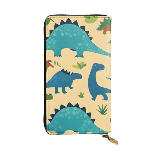BROLEO Lange Clutch-Geldbörse mit Dinosaurier-Muster, Leder, für modische Mädchen und Frauen, langlebig, stilvoll und funktional, Schwarz , Einheitsgröße von BROLEO