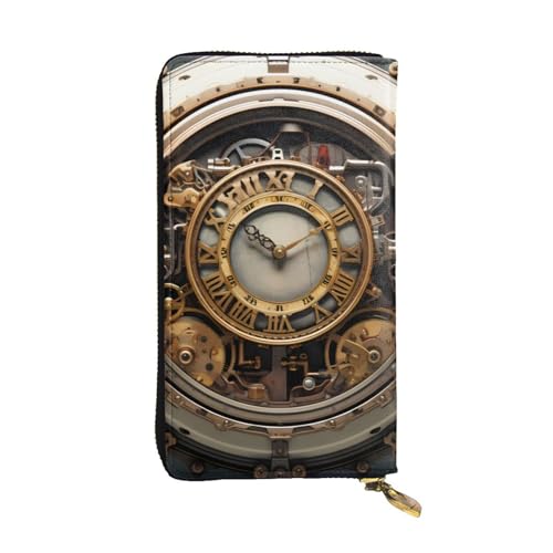 BROLEO Lange Clutch-Geldbörse mit Steampunk-Uhr-Aufdruck, Leder, für modische Mädchen und Frauen, langlebig, stilvoll und funktional, Schwarz , Einheitsgröße BROLEO Lange Clutch-Geldbörse mit Steampunk-Uhr-Aufdruck, Leder, für modische Mädchen und Frauen, langlebig, stilvoll und funktional, Schwarz , Einheitsgröße von BROLEO