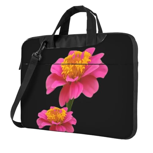 BROLEO Laptoptasche mit feinem Blatt-Chrysanthemen-Muster, Oxford-Stoff, stilvoll und schützend, stoßfestes, weiches Futter, Schwarz, 13 inch von BROLEO