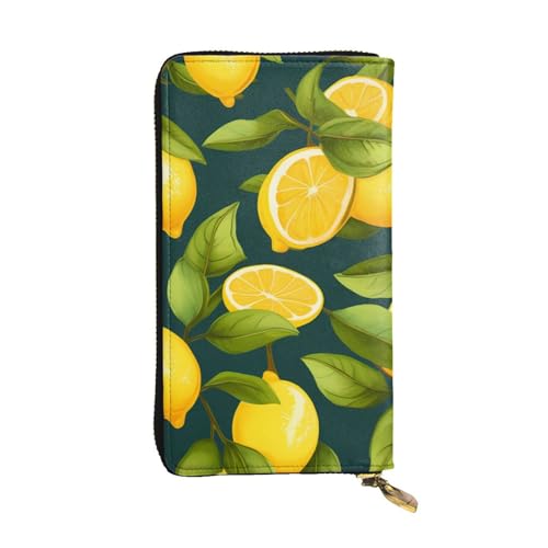 BROLEO Lemon Fruit Picture Leather Long Clutch Wallet for Fashionable Girls and Women - Durable, Stylish and Functional, Schwarz , Einheitsgröße von BROLEO