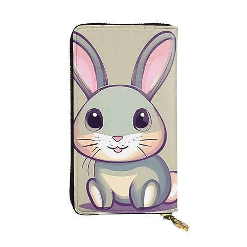 BROLEO Niedliches kleines Häschen Bild Leder lange Clutch Geldbörse für modische Mädchen und Frauen – langlebig, stilvoll und funktional, Schwarz , Einheitsgröße von BROLEO