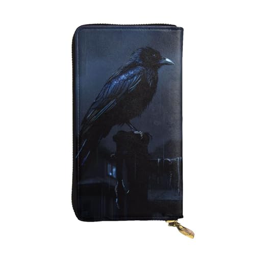 BROLEO Night Crow Picture Leather Long Clutch Wallet for Fashionable Girls and Women - Durable, Stylish and Functional, Schwarz , Einheitsgröße von BROLEO